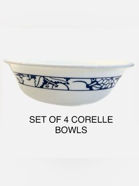 4 Corelle by Corning, Harvest Time Cereal Bowls. 1970s